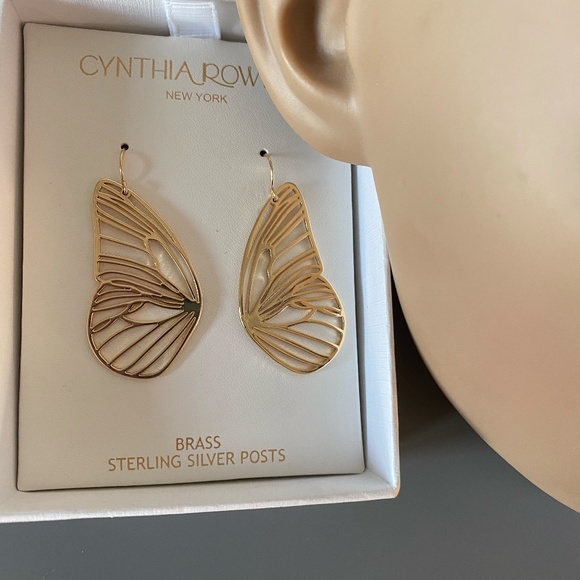 NWT Cynthia Rowley Butterfly Wing Drop Earrings - Picture 2 of 3